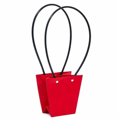 Плайм-пакет для цветов трапеция, 13,5*15,5 см, цвет красный/чётный